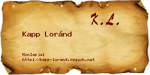 Kapp Loránd névjegykártya