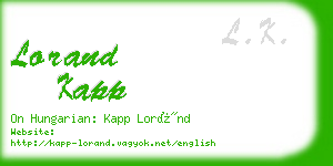 lorand kapp business card